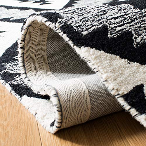 SAFAVIEH Aspen Collection 8' x 10' Charcoal / Black APN813Z Handmade Moroccan Boho Tribal Wool Area Rug