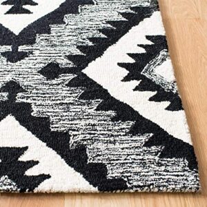 SAFAVIEH Aspen Collection 8' x 10' Charcoal / Black APN813Z Handmade Moroccan Boho Tribal Wool Area Rug