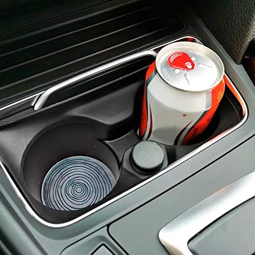 AD Car Coasters Set of 6 Drink- Absorbing Round Ceramic Stone Coaster with a Finger Notch for Easy Removal Cork Base for Auto Cupholder Accessories Keep Vehicle Clean