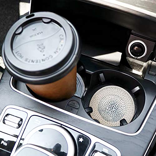 AD Car Coasters Set of 6 Drink- Absorbing Round Ceramic Stone Coaster with a Finger Notch for Easy Removal Cork Base for Auto Cupholder Accessories Keep Vehicle Clean