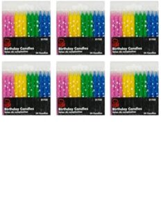 birthday candles, polka dot stars, set of 6 packs – total of 144 candles