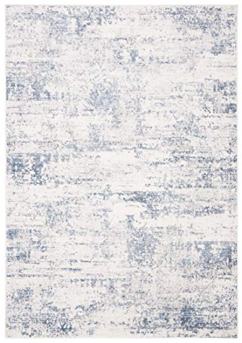 SAFAVIEH Amelia Collection 6' x 9' Ivory/Blue ALA700A Modern Abstract Non-Shedding Living Room Bedroom Dining Home Office Area Rug