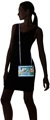 Anna by Anuschka Women’s Hand-Painted Genuine Leather Organizer Wallet On a String - Midnight Peacock
