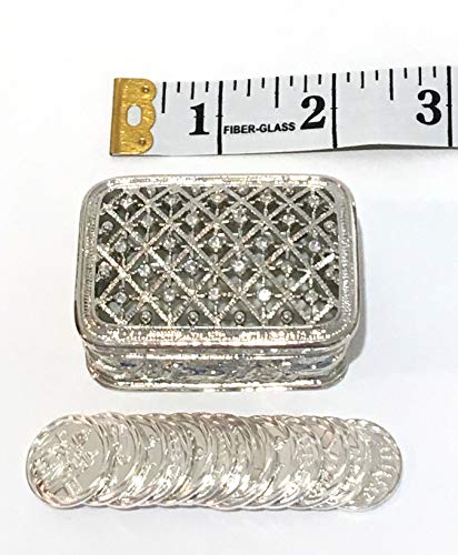 Rectangular Silver Rhinestones Wedding Arras Box & Unity Coins Arras de boda