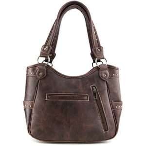 Zelris Spring Bloom Western Cross Women Conceal Carry Tote Handbag Purse Set (Brown)