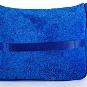 BlueHills Premium Soft Travel Blanket Pillow Airplane Blanket Packed in Soft Bag Pillowcase with Hand Luggage Belt and Backpack Clip, Compact Pack Large Blanket for Any Travel (Royal Blue T003)