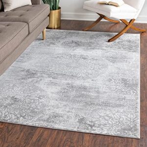 unique loom sofia collection area rug – grand (9′ x 12′ 2″, light gray/ ivory)