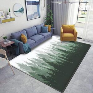 home area runner rug pad forest, nature, landscape evergreen coniferous trees pine, spruce, thickened non slip mats doormat entry rug floor carpet for living room indoor outdoor throw rugs