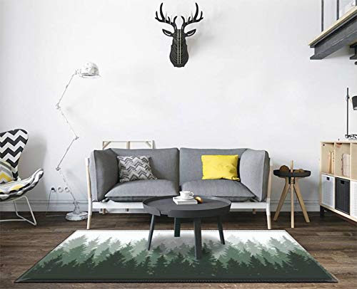 Home Area Runner Rug Pad Forest, Nature, Landscape Evergreen coniferous Trees Pine, Spruce, Thickened Non Slip Mats Doormat Entry Rug Floor Carpet for Living Room Indoor Outdoor Throw Rugs