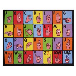 fun rugs sign langauge childrens rug, 19″ x 29″, multi-colored