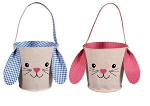 fabric easter bunny basket bucket – 2 count – 6.5 inches tall