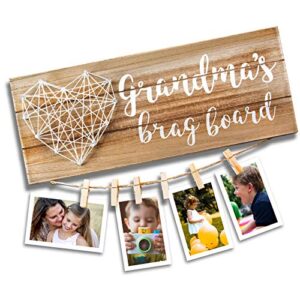 vilight grandma gifts from granddaughter and grandson – grandma’s brag board – nana granny picture frame photo holder – 13.5×5.5 inches