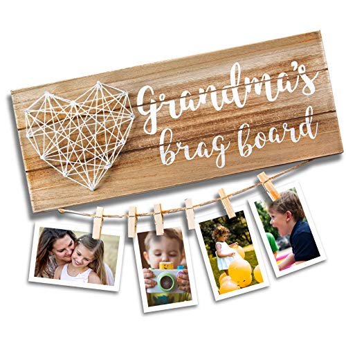 VILIGHT Grandma Gifts from Granddaughter and Grandson - Grandma’s Brag Board - Nana Granny Picture Frame Photo Holder - 13.5x5.5 Inches