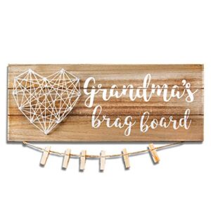 VILIGHT Grandma Gifts from Granddaughter and Grandson - Grandma’s Brag Board - Nana Granny Picture Frame Photo Holder - 13.5x5.5 Inches