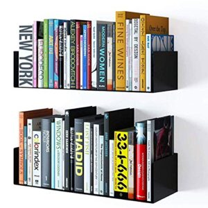 wallniture bali floating wall mount metal u shape shelf book cd dvd storage display bookcase black set of 2