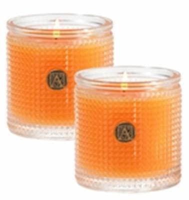 Aromatique Valencia Orange Set of 2 Textured Glass Scented Jar Candle