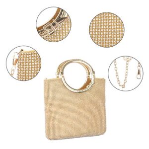 KISSCHIC Women's Handbag Rhinestone Evening Bags Wedding Clutches Purses (Gold)