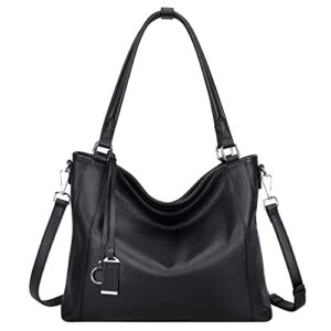 over earth soft leather handbags for women shoulder hobo bag large tote crossbody bag (o103e black)