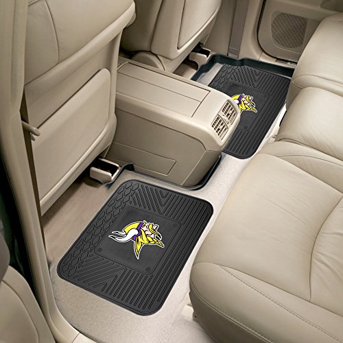 FANMATS 12319 NFL Minnesota Vikings Back Row Utility Car Mats - 2 Piece Set, 14in. x 17in., All Weather Protection, Universal Fit, Deep Resevoir Design, Molded Team Logo