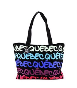 quebec travel tote bag – canada colorful multi-purpose shoulder bag durable for shopping, work & school – pink & blue