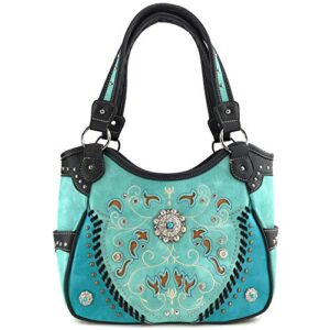 zelris spring bloom western concho women conceal carry tote handbag purse (turquoise)