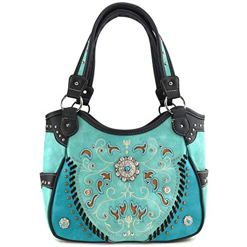 Zelris Spring Bloom Western Concho Women Conceal Carry Tote Handbag Purse (Turquoise)