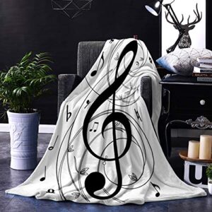 music decor bed blanket 40×50 inch flannel blankets music notes black and white throw blanket for bedroom living rooms sofa throw cover
