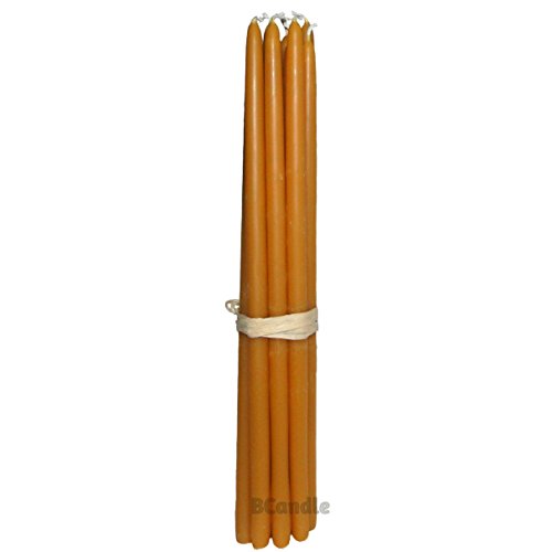 BCandle 100% Beeswax 5 Hour Burning Candles Organic Hand Made - 9 Inches Tall, 1/2 Inch Thick; Tapers (6)