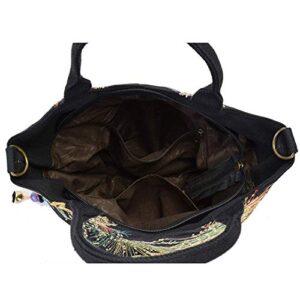 Shoulder Handbags for Women,Ladies Ethnic Travel Hobo Bags Tote with Bling Sequins Phoenix Embroidered