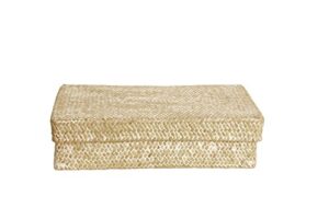 wald imports seagrass-reed basket with lid, 12-inch, whitewash