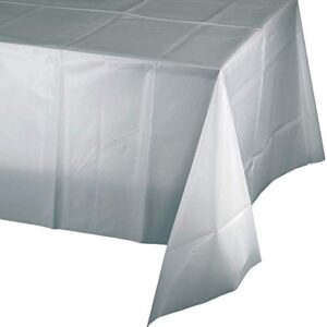 mountclear 12-pack disposable plastic tablecloths 54″ x 108″ rectangle table cover (silver)