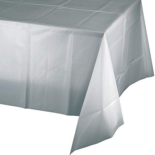 Mountclear 12-Pack Disposable Plastic Tablecloths 54" x 108" Rectangle Table Cover (Silver)