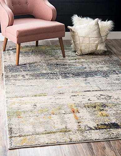 Unique Loom Chromatic Collection Modern Rustic & Vibrant Abstract Area Rug for Any Home Décor, 5 x 8 ft, Beige/Gray