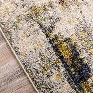 Unique Loom Chromatic Collection Modern Rustic & Vibrant Abstract Area Rug for Any Home Décor, 5 x 8 ft, Beige/Gray