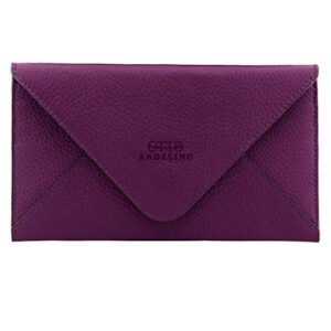 otto angelino slim genuine leather wallet clutch – multiple slots money, id, cards, smartphone, rfid blocking – unisex