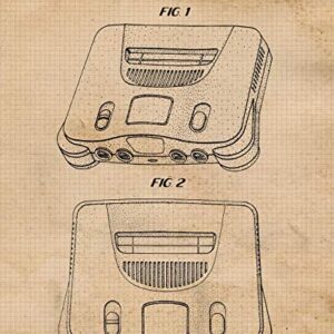 Vintage Video Games Console Controller Patent Prints, 6 (8x10) Unframed Photos, Wall Art Decor Gifts Under 25 for Home Office Garage Man Cave Shop College Student Teacher Comic-Con Movies Gaming Fan