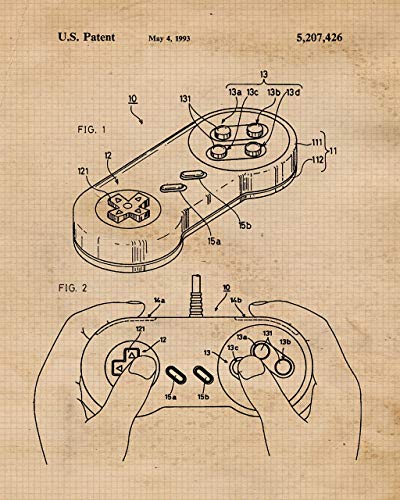 Vintage Video Games Console Controller Patent Prints, 6 (8x10) Unframed Photos, Wall Art Decor Gifts Under 25 for Home Office Garage Man Cave Shop College Student Teacher Comic-Con Movies Gaming Fan