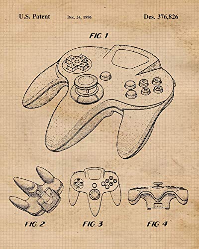 Vintage Video Games Console Controller Patent Prints, 6 (8x10) Unframed Photos, Wall Art Decor Gifts Under 25 for Home Office Garage Man Cave Shop College Student Teacher Comic-Con Movies Gaming Fan