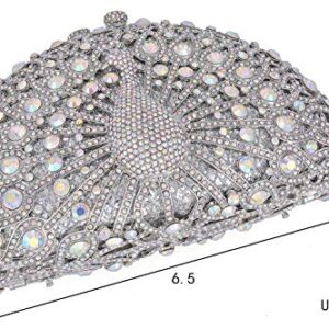 MOSSMON Peacock Luxury Rhinestone Crystal Evening Clutch Bag Sparkly Bride Wedding Party Purses for Women