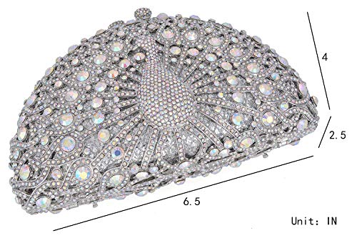 MOSSMON Peacock Luxury Rhinestone Crystal Evening Clutch Bag Sparkly Bride Wedding Party Purses for Women