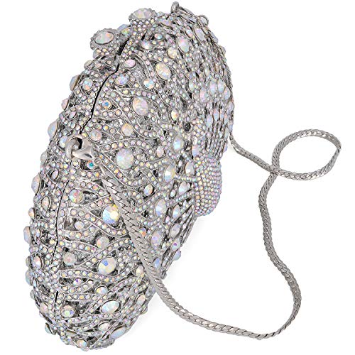 MOSSMON Peacock Luxury Rhinestone Crystal Evening Clutch Bag Sparkly Bride Wedding Party Purses for Women