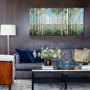 Pogusmavi Green View White Birch Forest Canvas Painting Wall Art Decor Nature Plant Picture Wildlife Trees Landscape Artwork Home Living Room Bedroom Office Wall Decoration Wall Art