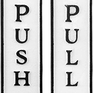 AuldHome Push Pull Door Signs (Set of 2); Cast Iron Farmhouse Style Vertical Signs for Home and Business