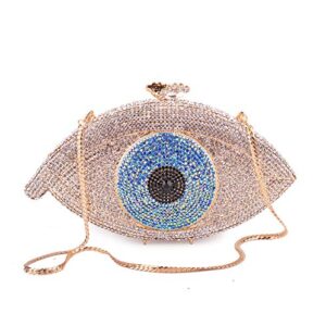 flada eye shape luxury crystal wedding purses women handbags clutch evening bag silver