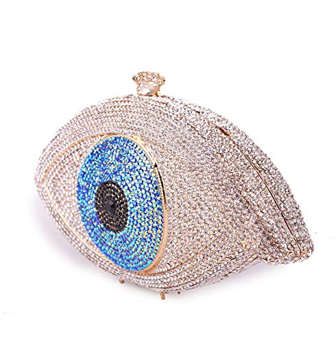 Flada Eye Shape Luxury Crystal Wedding Purses Women Handbags Clutch Evening Bag Silver