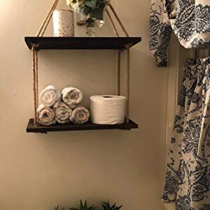 Mkono Hanging Shelves 2 Tier Rustic Wall Hanging Shelf Boho Decor Plants Photos Display Floating Storage Shelves for Bathroom Bedroom Living Room College Dorm Apartment