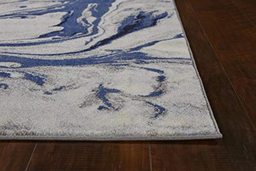 Kas Rugs Illusions 6201 Blue Watercolors Rug in Blue, 9'10" x 13'2", ILL6201910X132