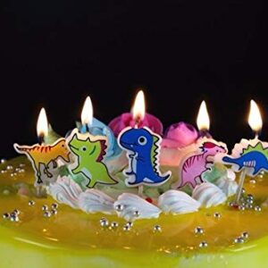 10 Count Special Cake Candles Topper with Holder for Wedding Party Birthday Valentine's Day Cake Decoration, Perfect Wish Gift for Kid and Adult (Dinosaur)