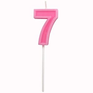 multicolor happy birthday numeral candles number 7 cake cupcake topper decoration for adults/kids theme party/wedding/memorial day -pink number 7