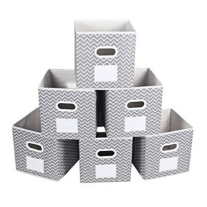 max houser fabric cloth storage bins,foldable storage cubes organizer baskets with dual handles for home bedroom storage,set of 6 (grey)